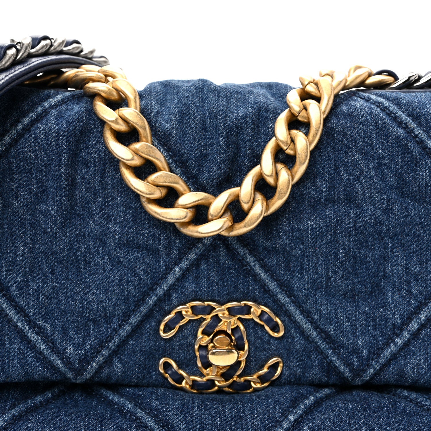 Chanel Denim Quilted Medium Chanel 19 Flap  Blue 8 of 10