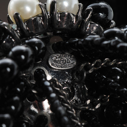 Chanel Pearl Beaded Crystal CC Tassel Necklace Black 12 of 30