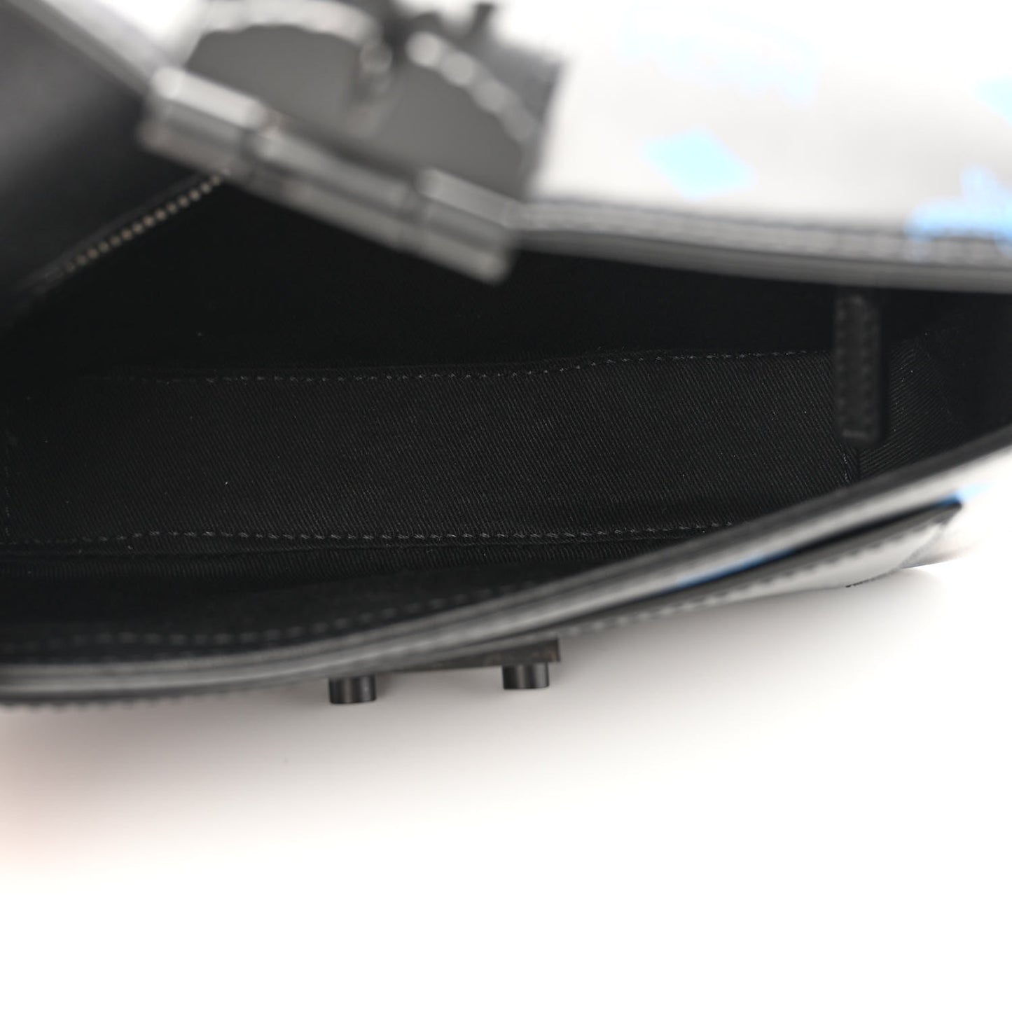 Calfskin Color Splash Logo Crossbody Small Black Blue