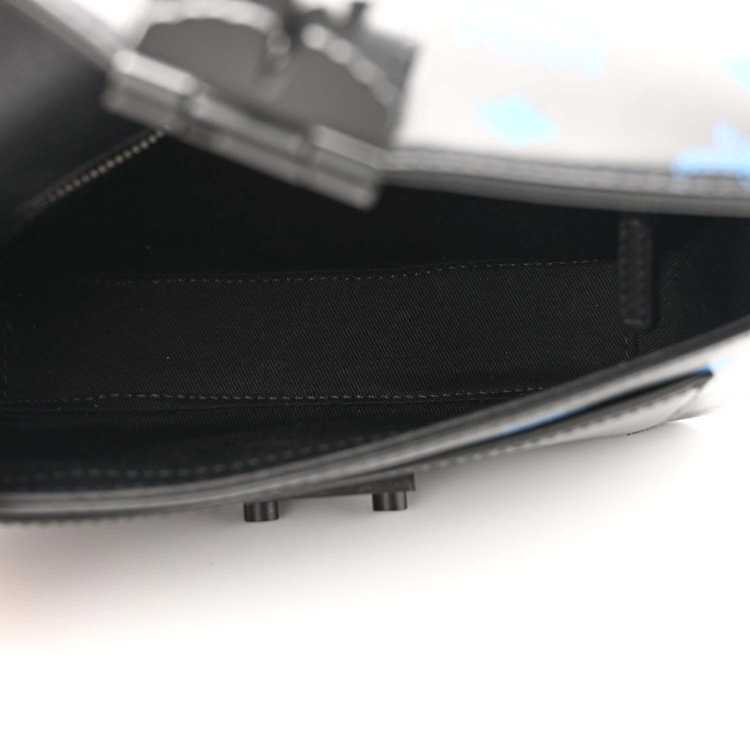 MCM Calfskin Color Splash Logo Crossbody Small Black Blue 5 of 12