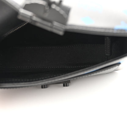 MCM Calfskin Color Splash Logo Crossbody Small Black Blue 5 of 12