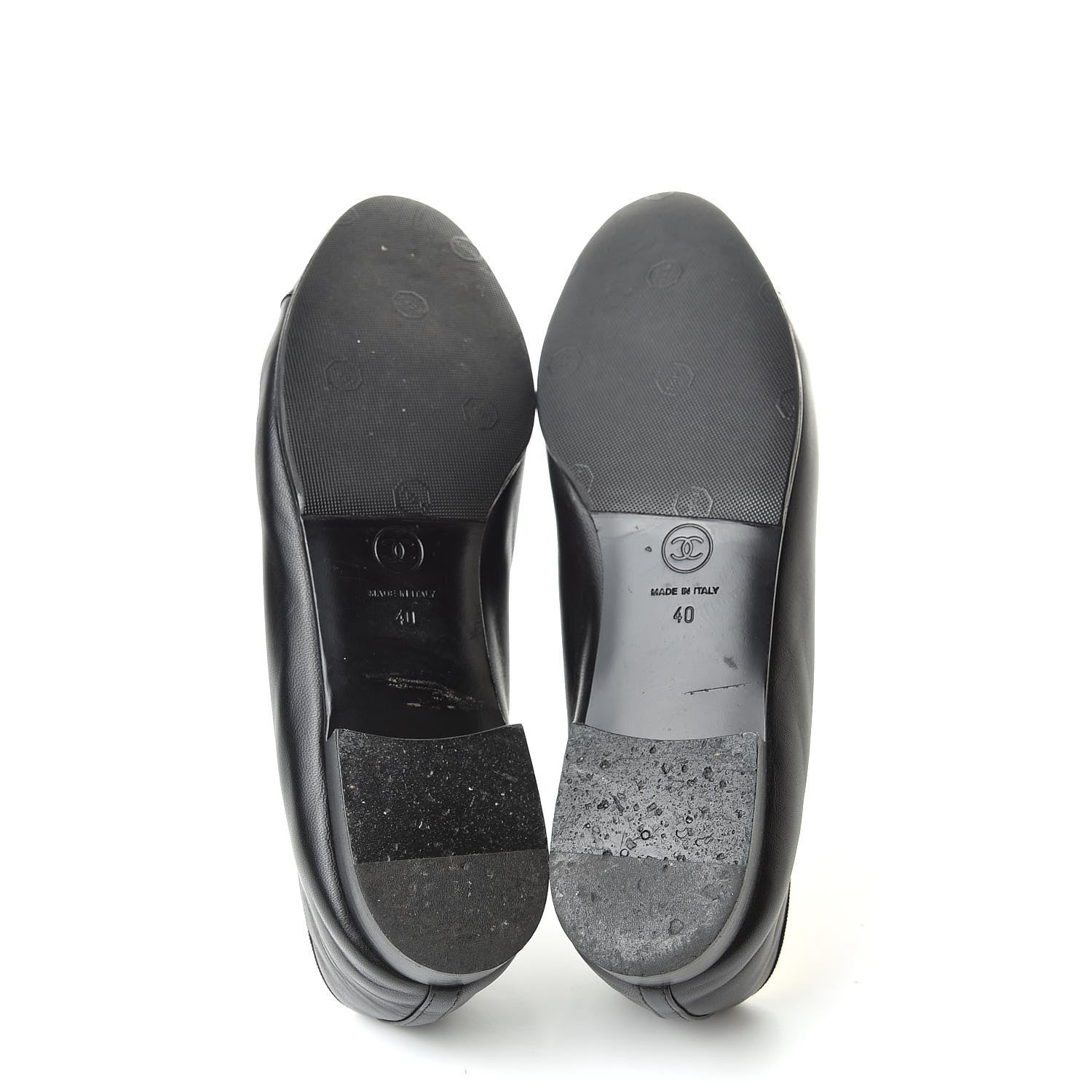 Chanel Lambskin Patent Calfskin Cap Toe Ballerina Flats 40 Black 6 of 15