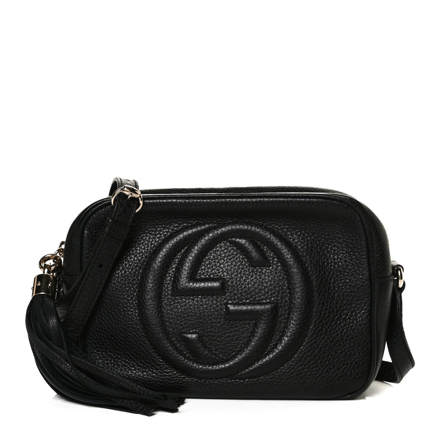 Pebbled Calfskin Small Soho Disco Bag Black