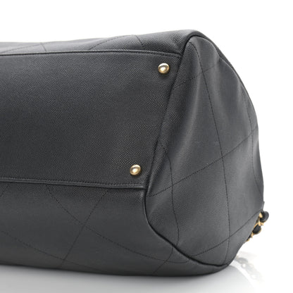 Chanel Grained Calfskin Lambskin Quilted Large Bowling Bag Black 9 of 10