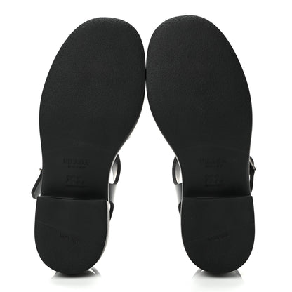 Prada Foam Rubber Metal Triangle Logo 50mm Cage Sandals 39 Black 5 of 8
