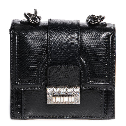 Valentino Garavani Lizard Va Va Voom Crystal Stud Shoulder Bag So Black 1 of 7