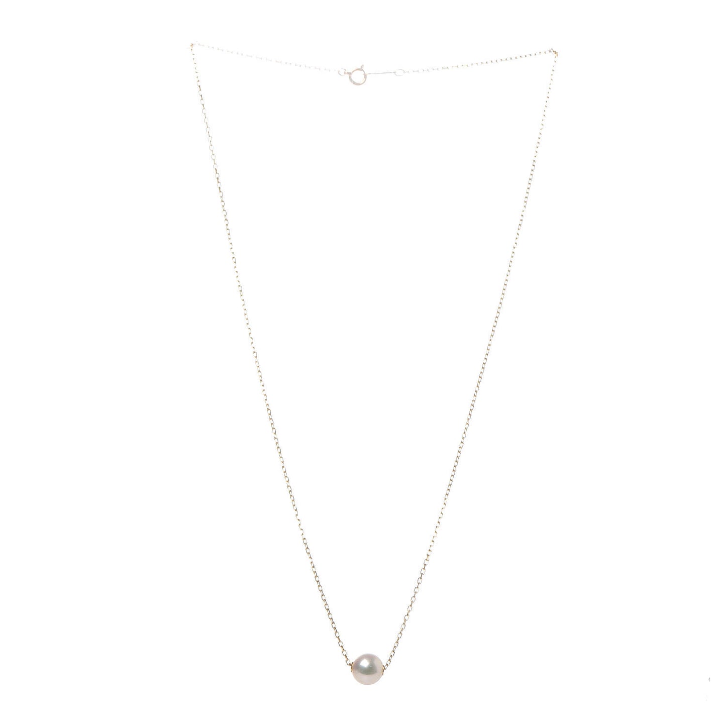 18K Yellow Gold Akoya Pearl 8mm Single Pendant Necklace