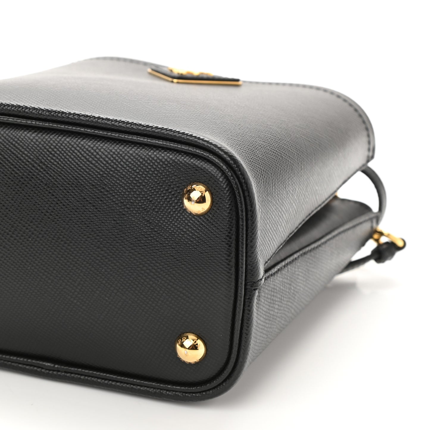 Saffiano Cuir Small Panier Bucket Bag Black Fuoco