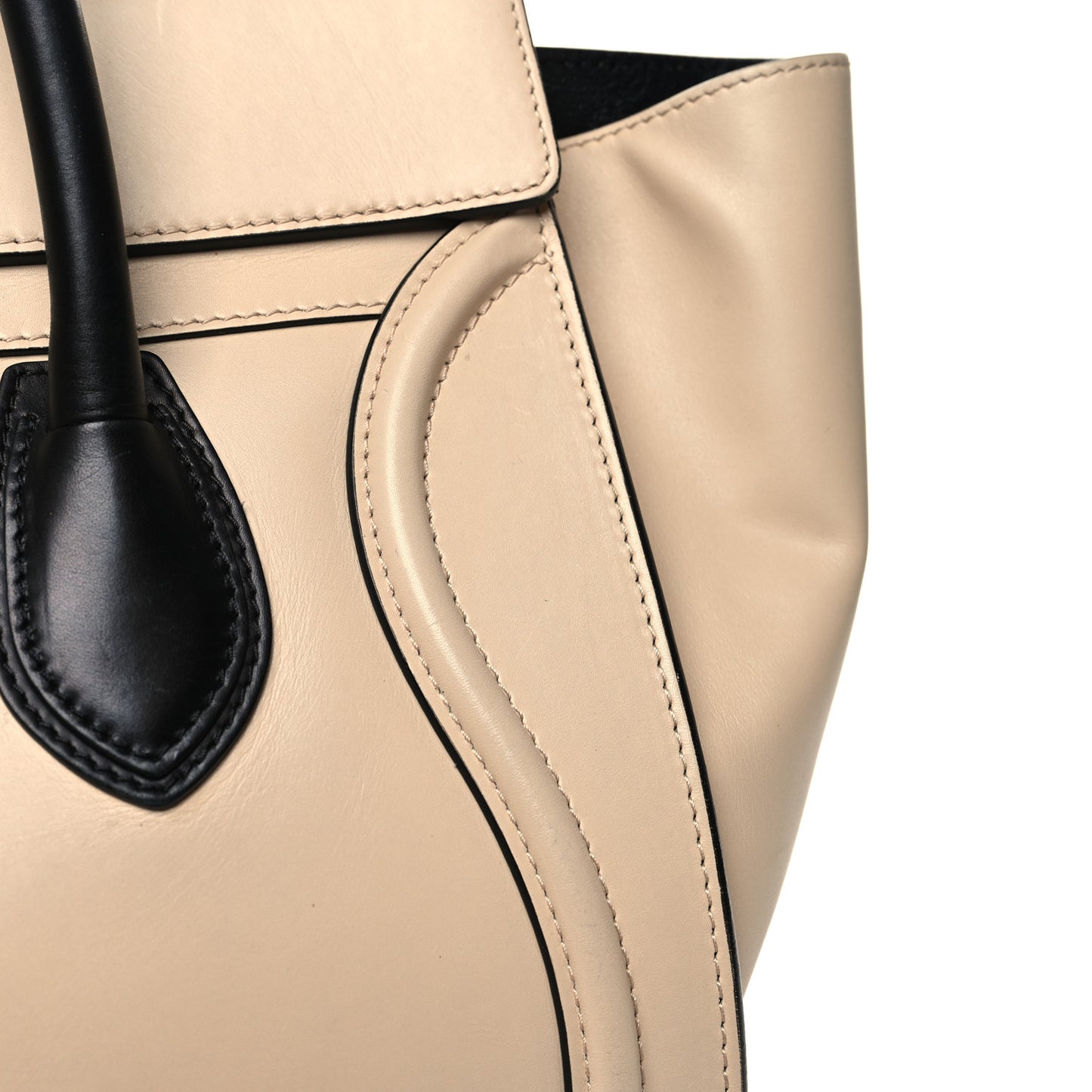 Satin Calfskin Mini Bi-Color Luggage Powder Black