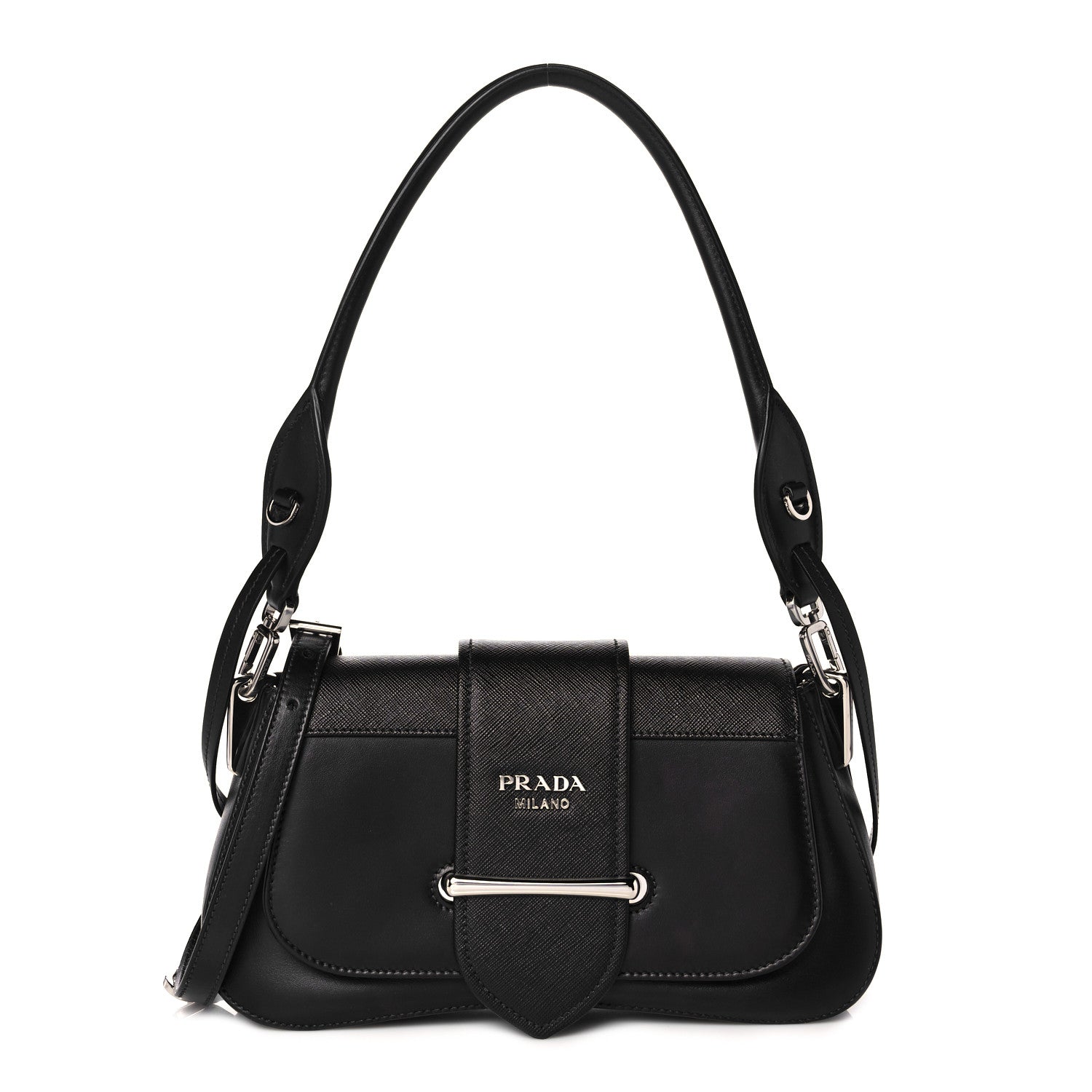 Prada City Calfskin Sidonie Shoulder Bag Black 1 of 10