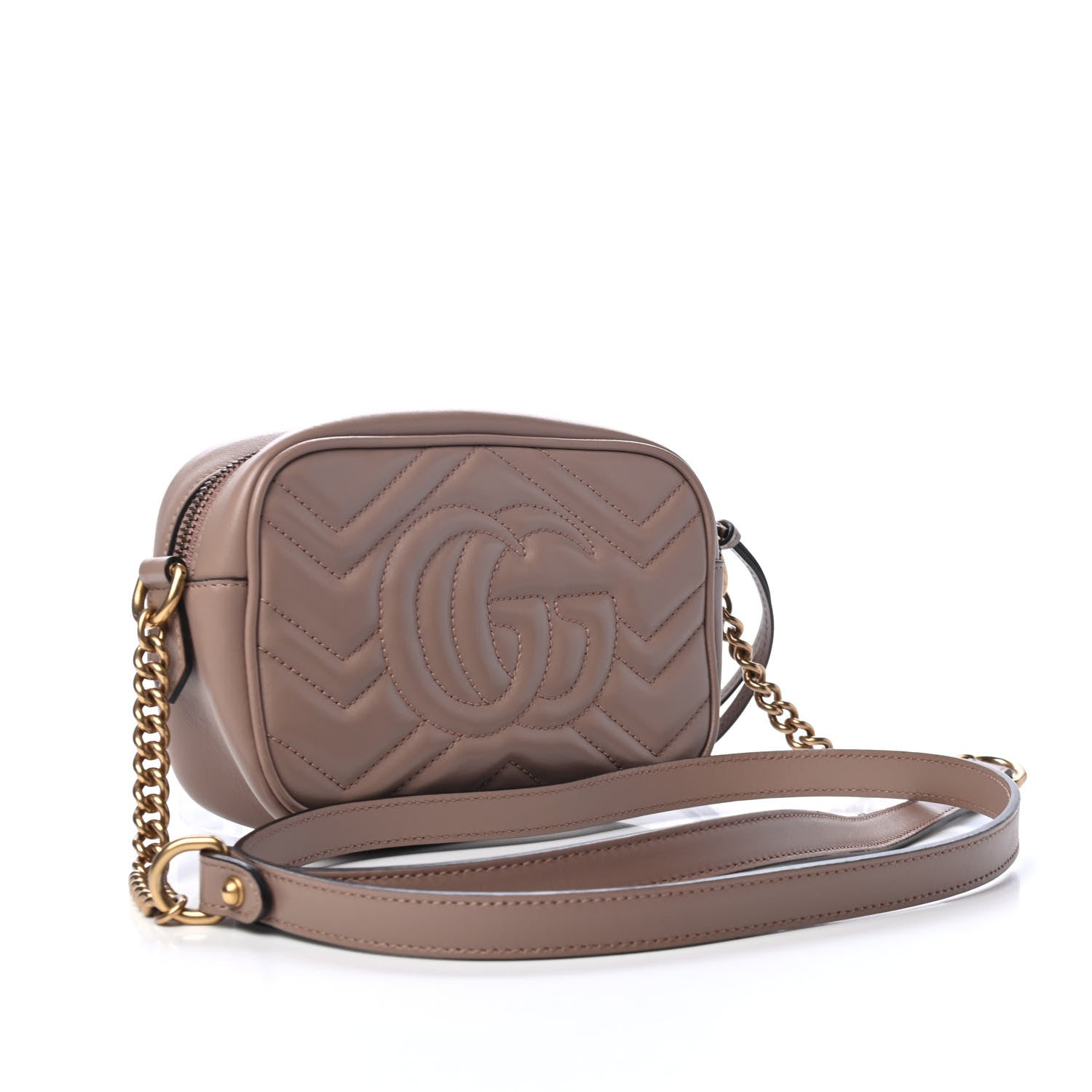 Gucci Calfskin Matelasse Mini GG Marmont Chain Shoulder Bag Porcelain Rose 2 of 6