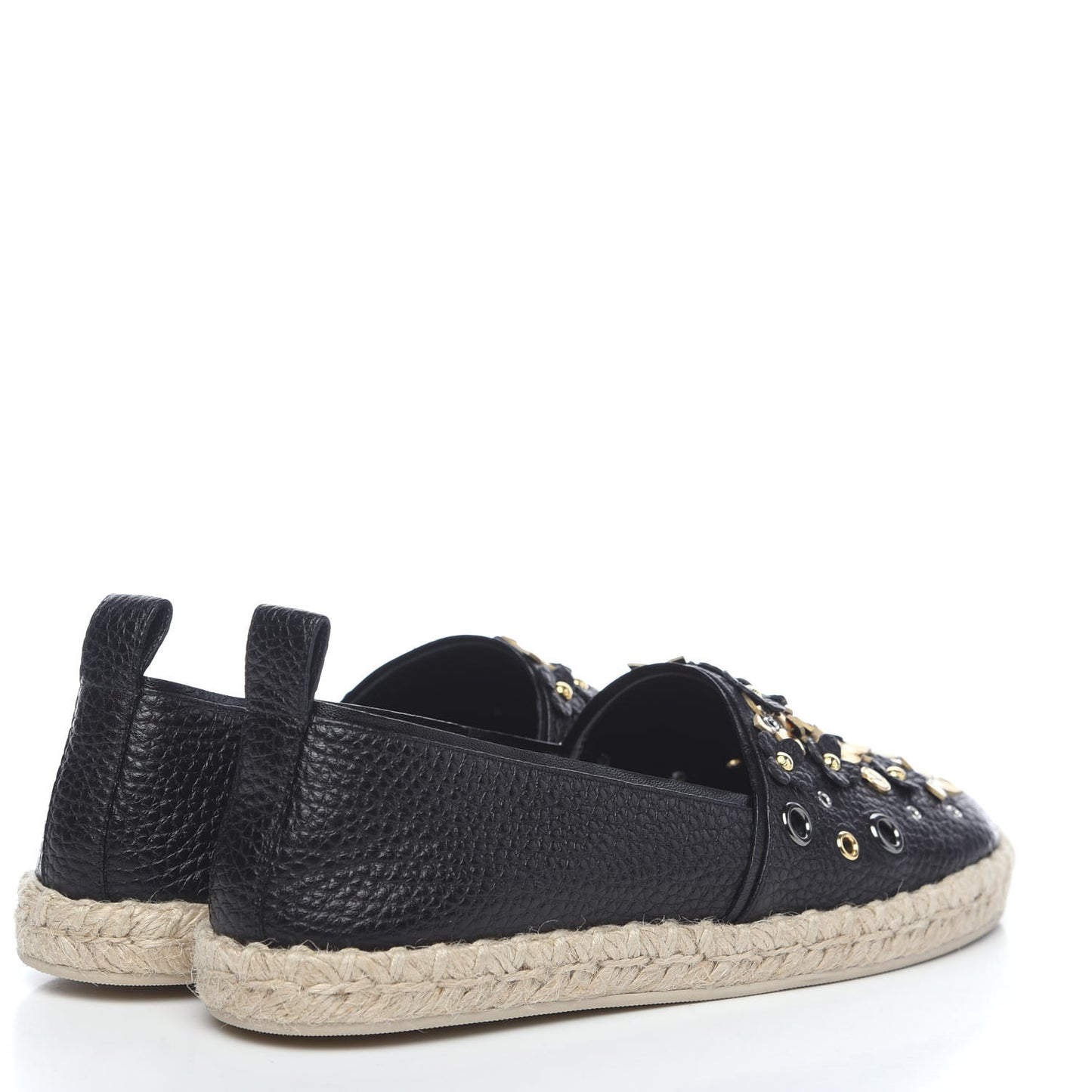 Calfskin Tropical Bloom Espadrille Flat 37 Black