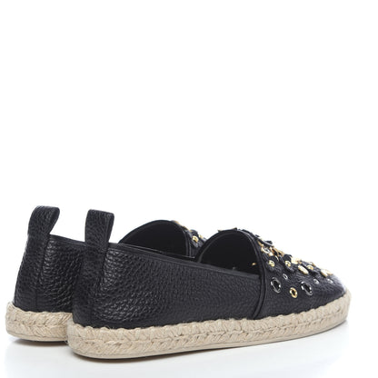 Louis Vuitton Calfskin Tropical Bloom Espadrille Flat 37 Black 4 of 8