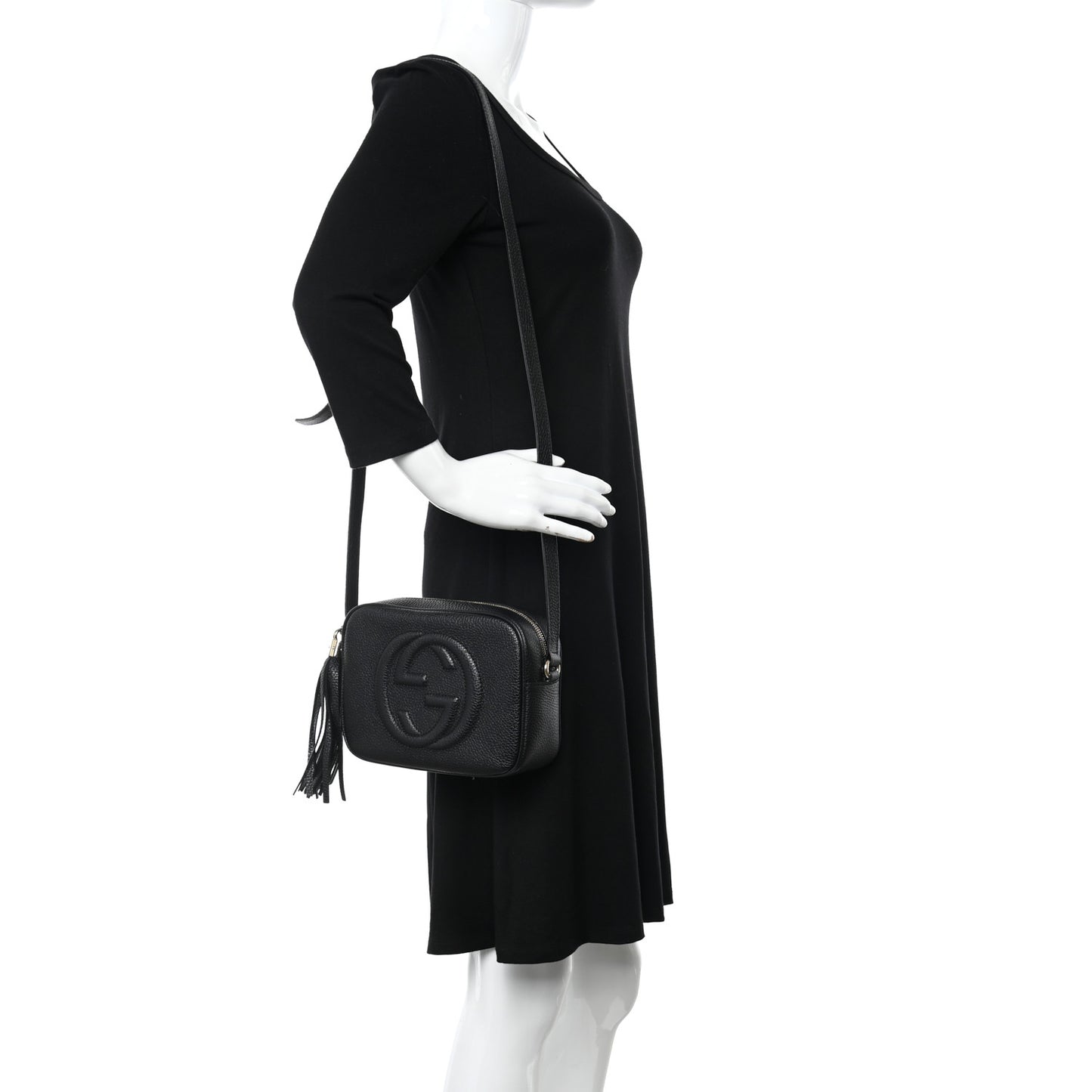 Pebbled Calfskin Small Soho Disco Bag Black