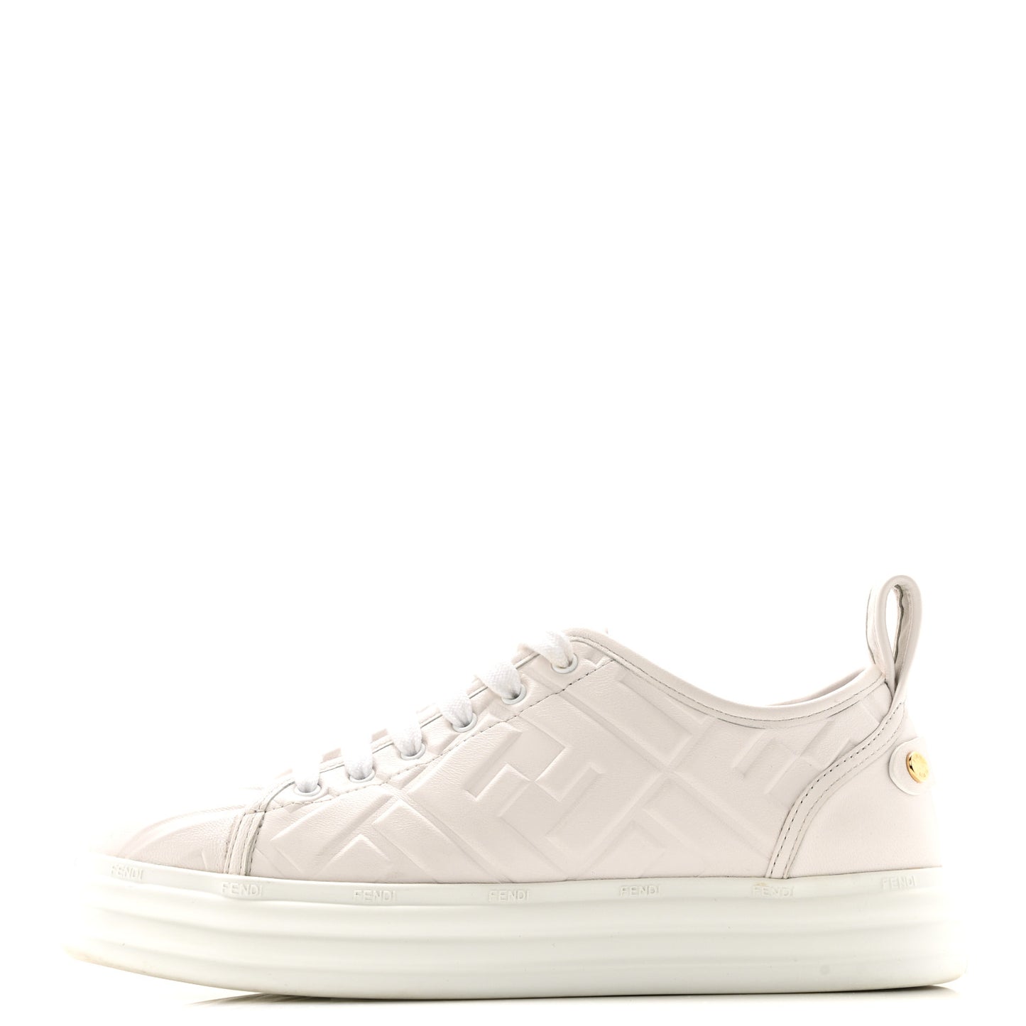 Lambksin FF Embossed Rise Low Top Sneakers 36.5 Ultra White