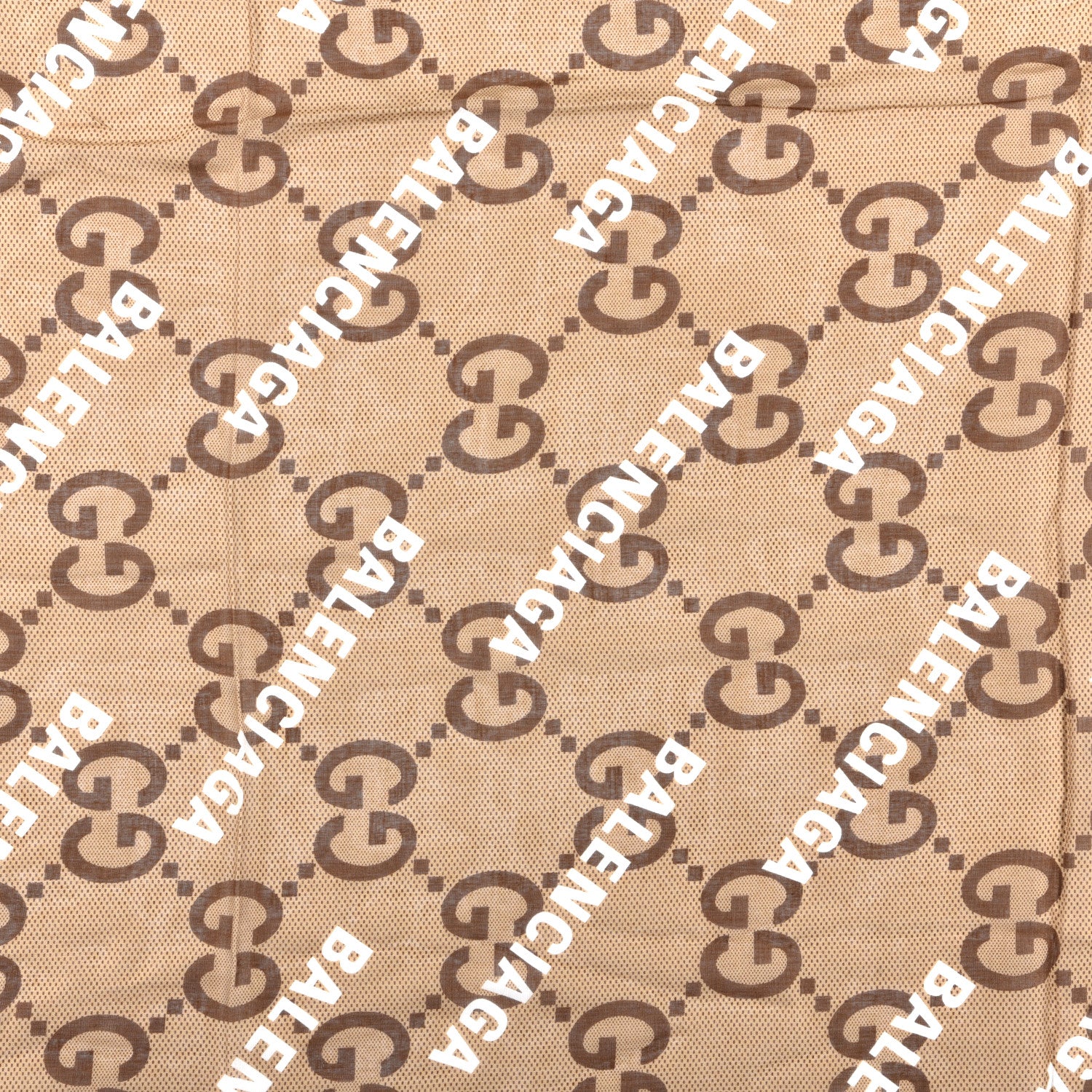 Gucci X BALENCIAGA Modal Silk Maxi GG Monogram Logo Print Shawl Beige White 2 of 4