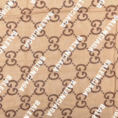Gucci X BALENCIAGA Modal Silk Maxi GG Monogram Logo Print Shawl Beige White 2 of 4