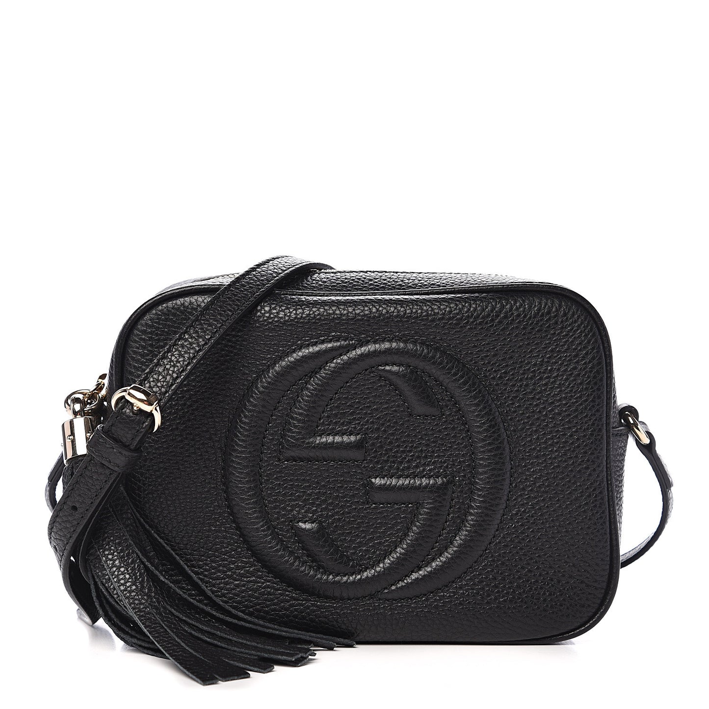 Pebbled Calfskin Small Soho Disco Bag Black
