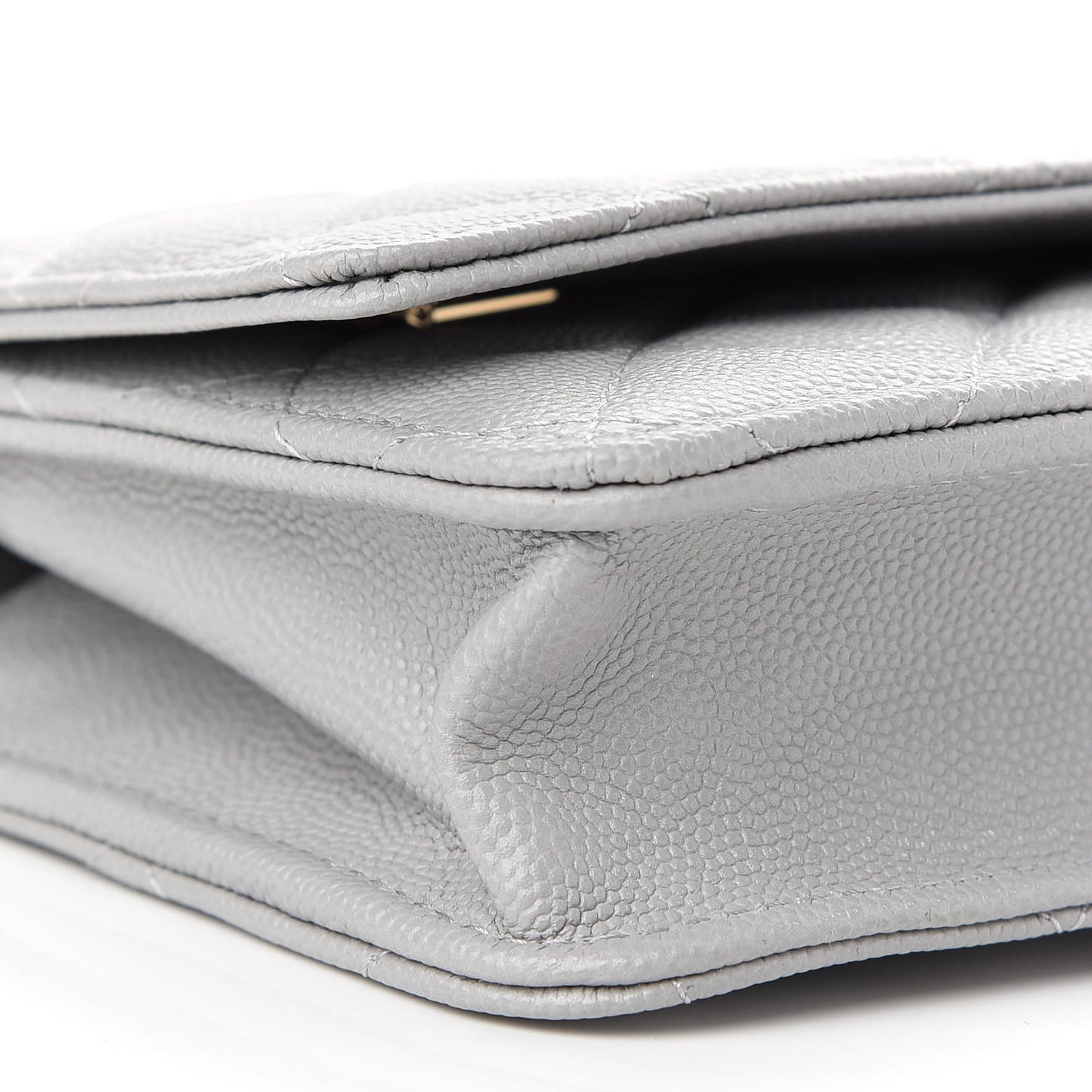 Caviar Quilted Wallet On Chain WOC Grey