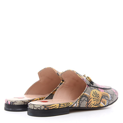 Gucci GG Supreme Monogram Bengal Womens Princetown Slippers 37 Beige Crop Pink 4 of 9