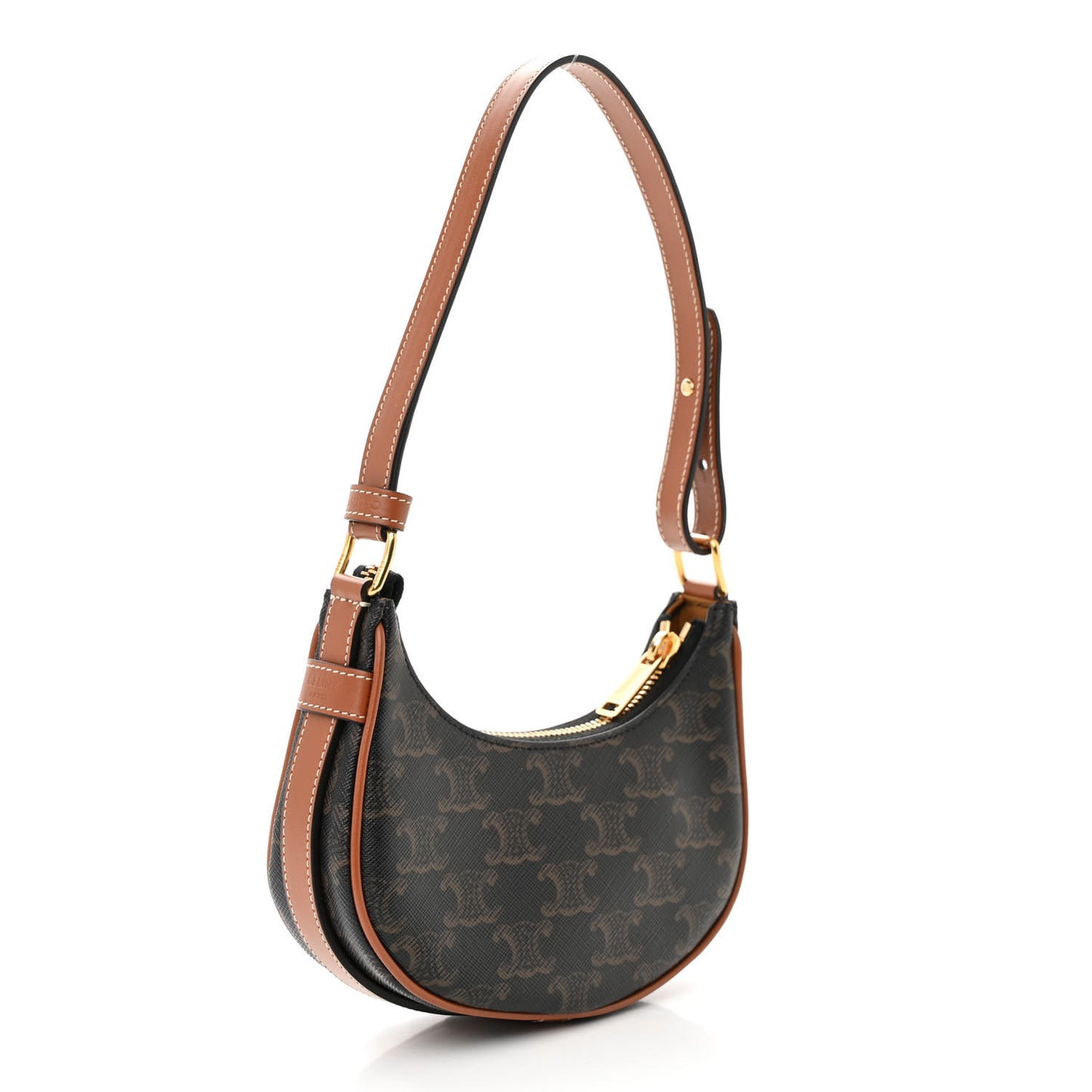 Canvas Calfskin Mini Ava Triomphe Shoulder Bag Tan