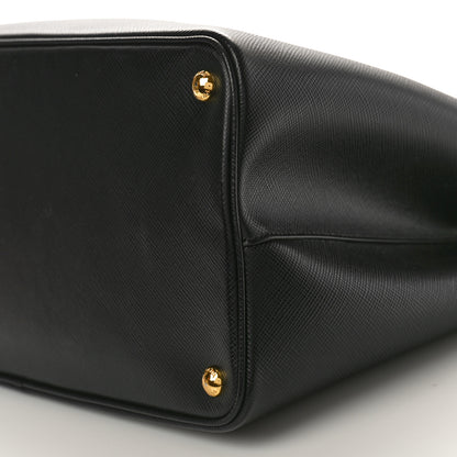 Prada Saffiano Cuir Medium Double Bag Black Fuoco 9 of 9