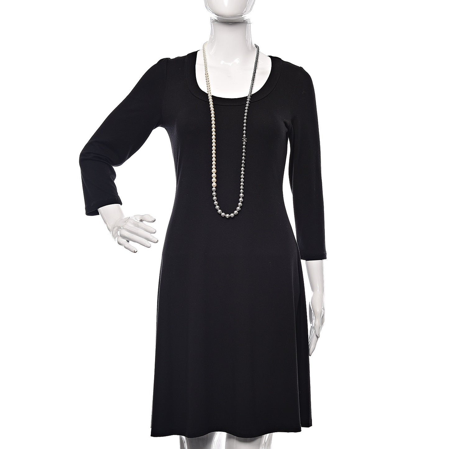 Graduated Pearl CC Long Necklace Ruthenium