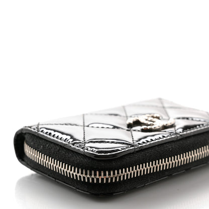 Chanel Patent Calfskin Quilted Brilliant Zip Coin Purse Wallet Black 8 of 9