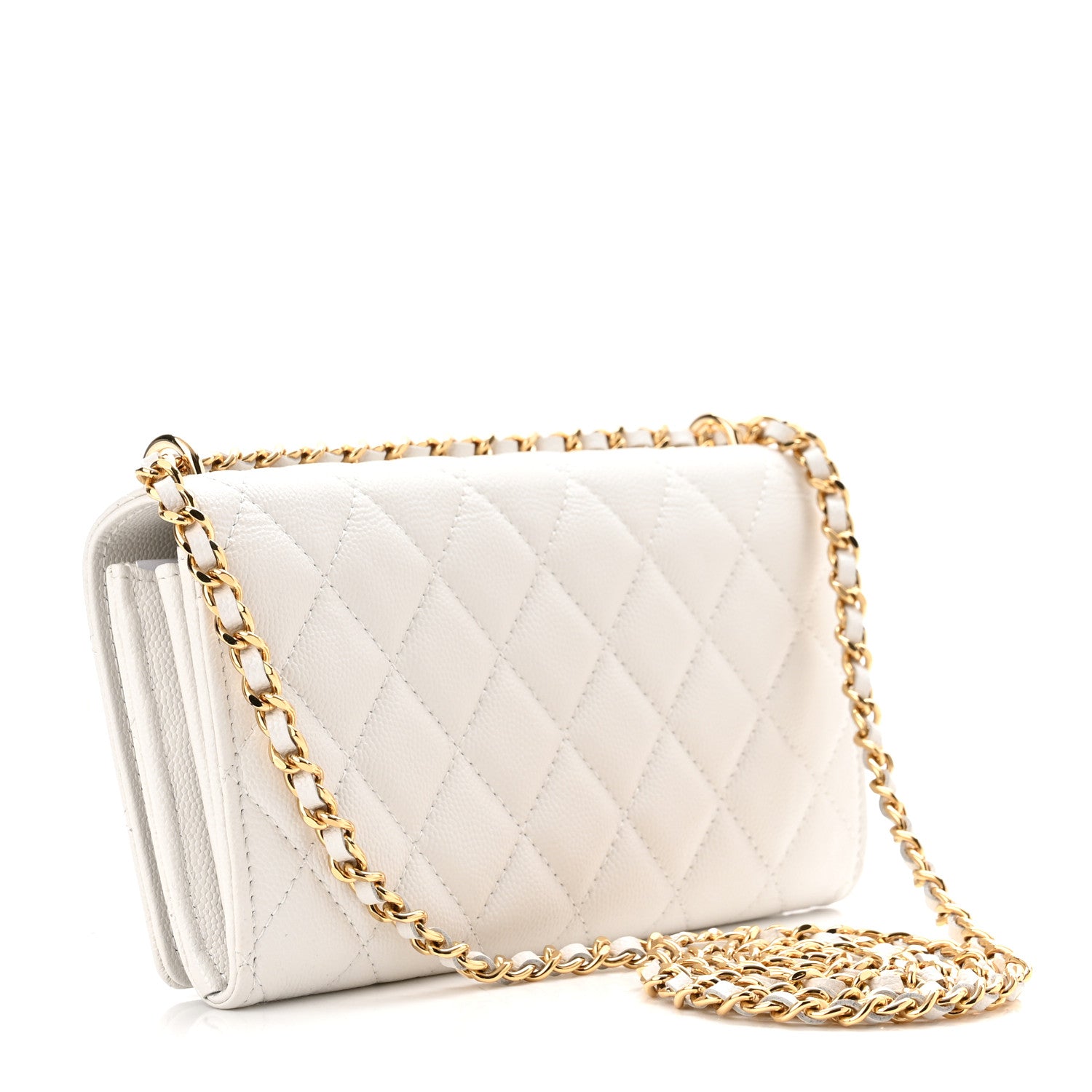 Chanel Caviar Quilted Pocket Twins Clutch With Chain White 3 of 12