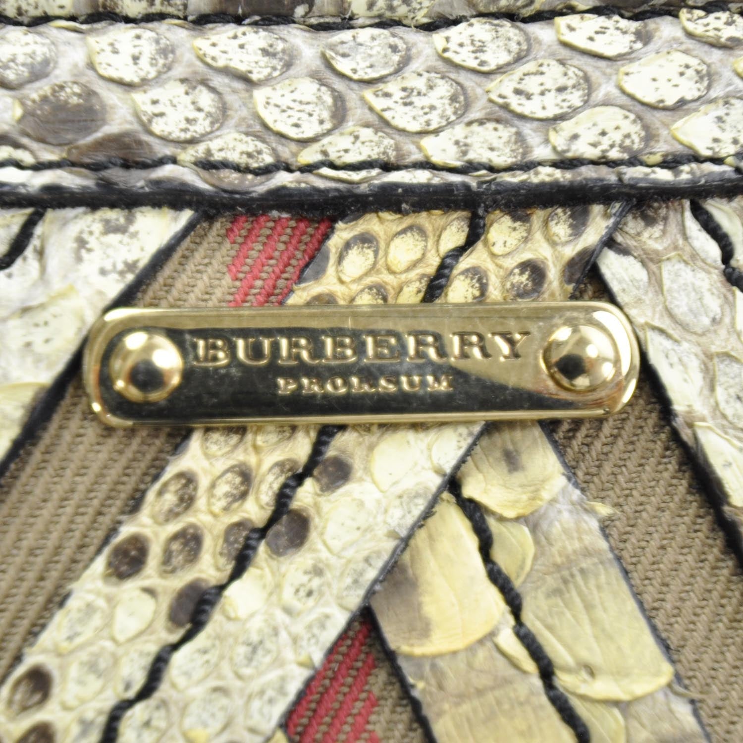 Burberry Python House Check Stitched Bridle Clutch Bag 9 of 11