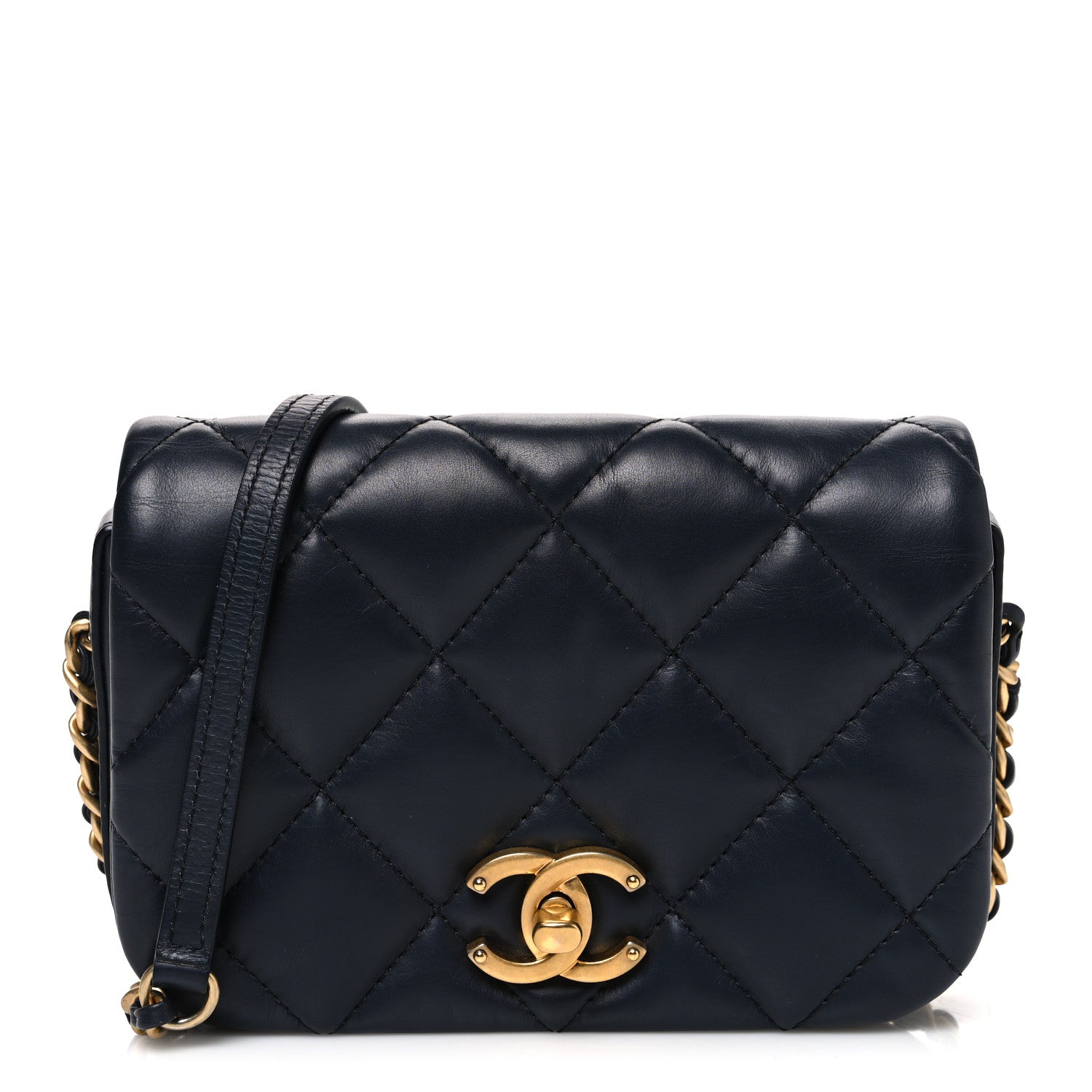 Chanel Calfskin Quilted Mini Nailed CC Flap Bag Blue 1 of 10