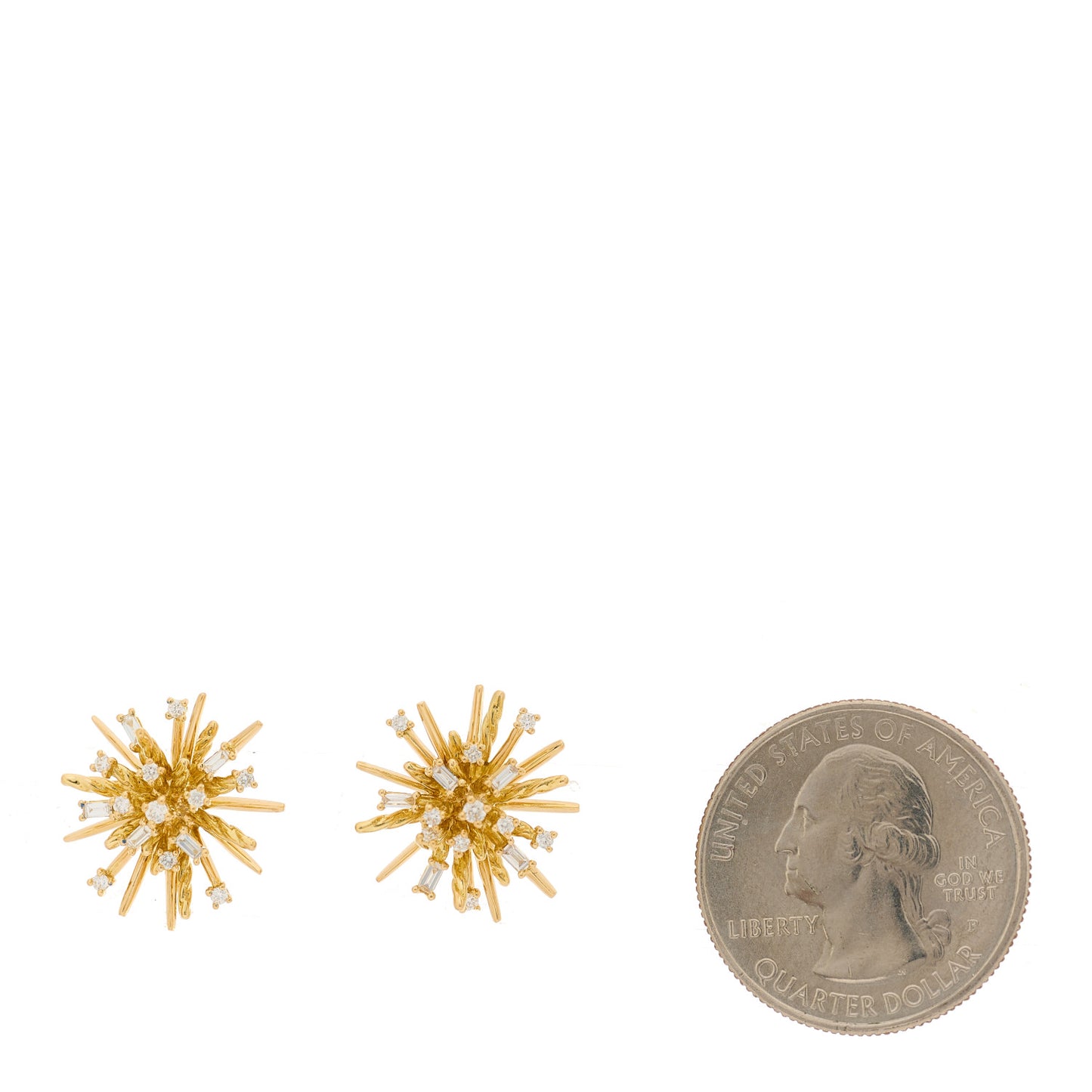 18K Yellow Gold Diamond Supernova Stud Earrings