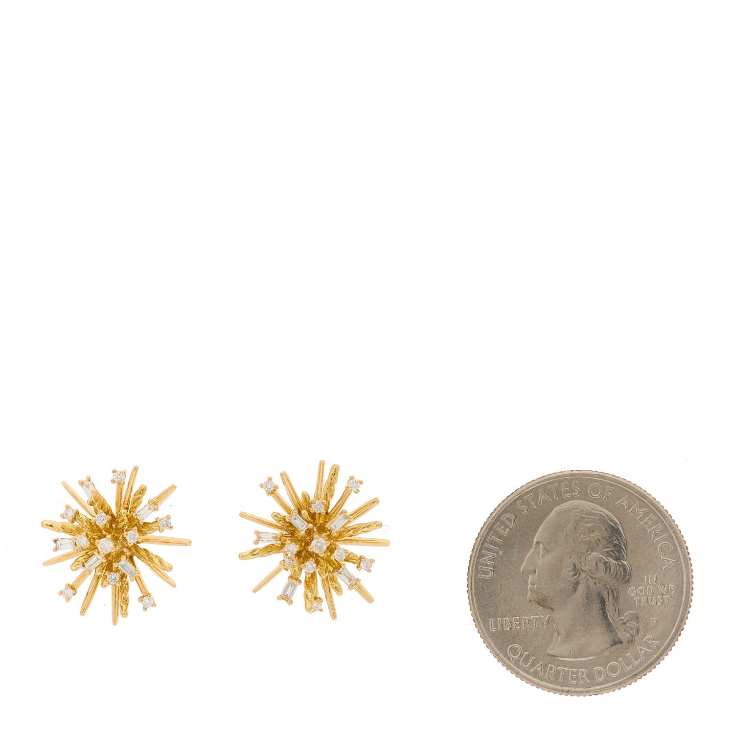 David Yurman 18K Yellow Gold Diamond Supernova Stud Earrings 2 of 4
