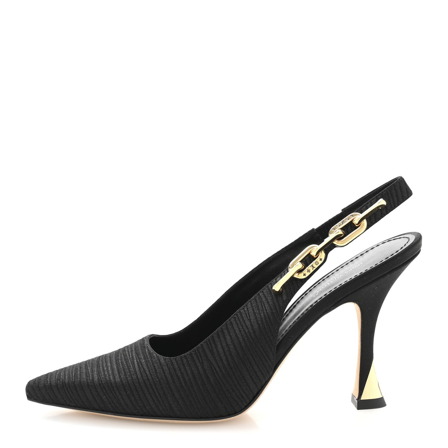 Embroidered Fabric Sparkle Slingback Pumps 38.5 Black