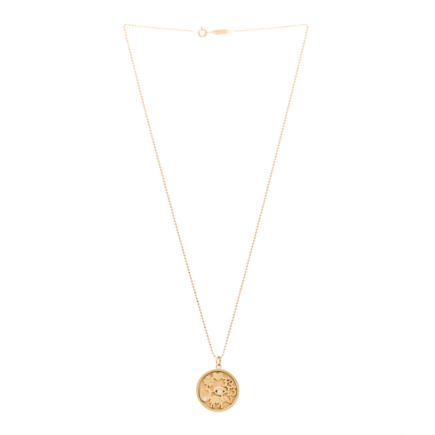 Jennifer Meyer 18K Yellow Gold Diamond Good Luck Pendant Necklace 3 of 5
