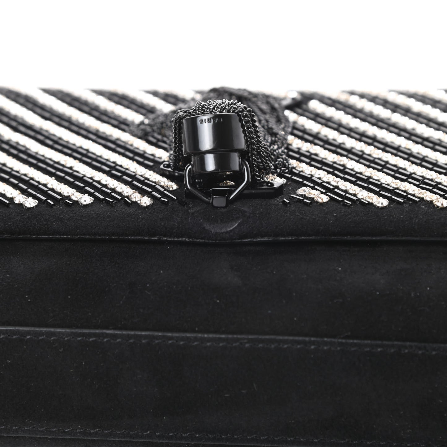Suede Crystal Small Classic Monogram Kate Satchel Black