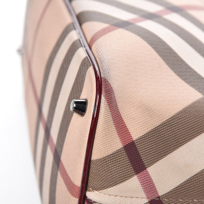 Burberry Patent Nova Check Shopper Tote Red 21 of 27