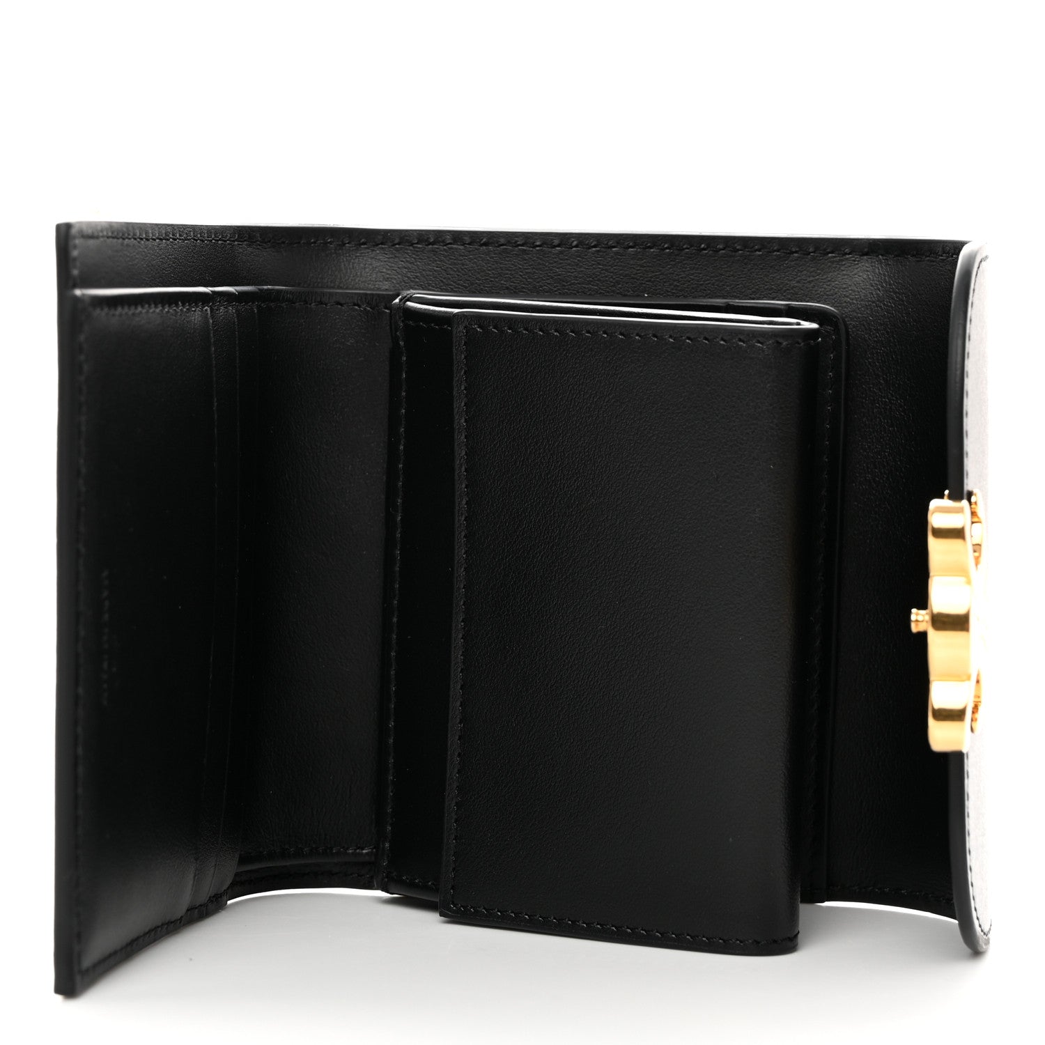 Celine Shiny Calfskin Triomphe Small Wallet Black 5 of 8