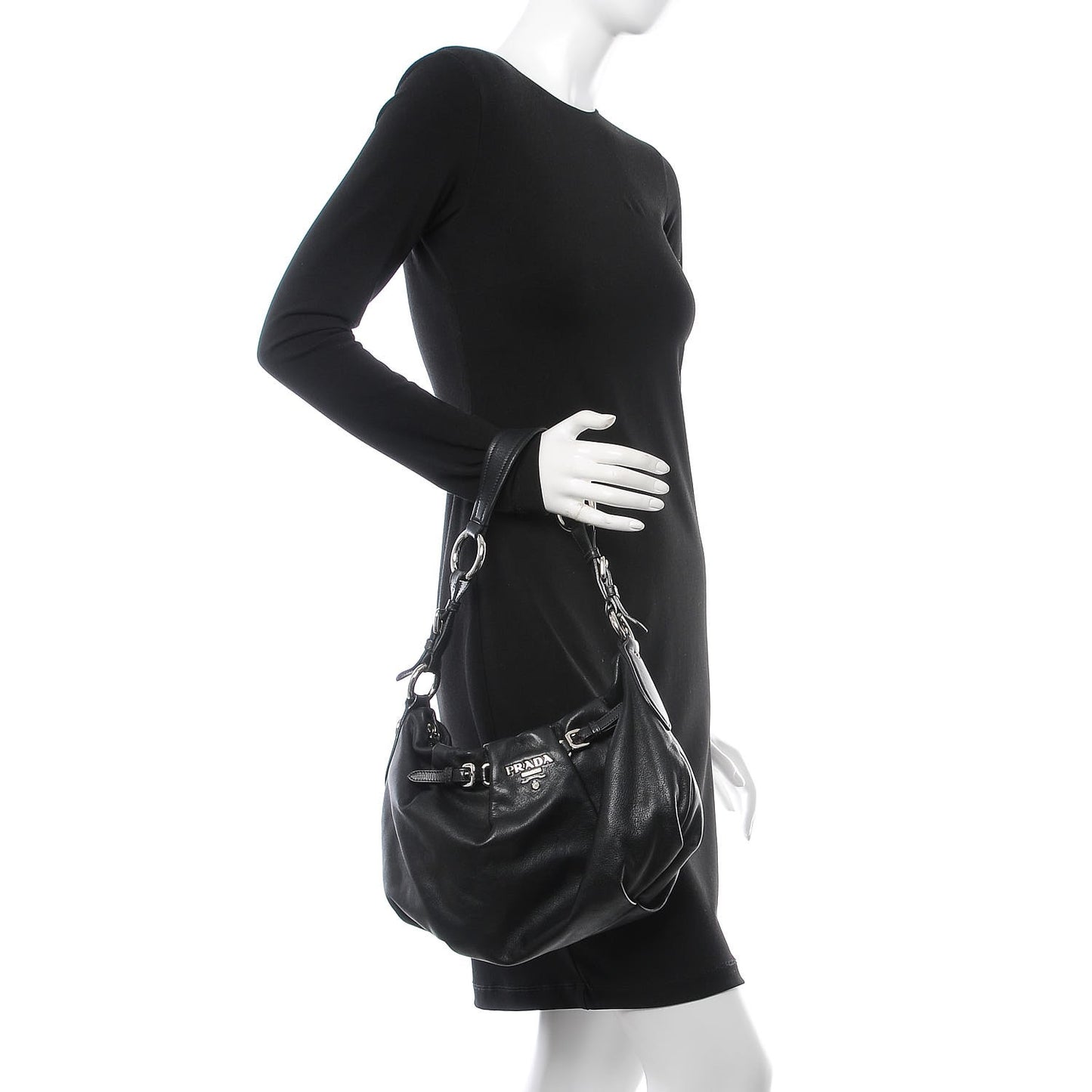 Soft Calf Pleated Hobo Black