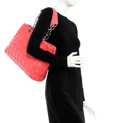Christian Dior Lambskin Cannage Large Dior Soft Shopping Tote Coral 2 of 13