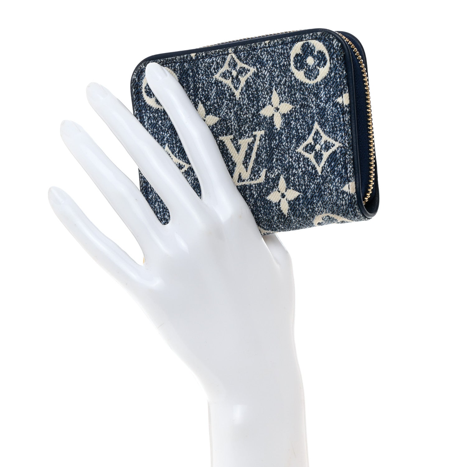 Louis Vuitton Denim Monogram Jacquard Zippy Coin Purse Bleu 2 of 6