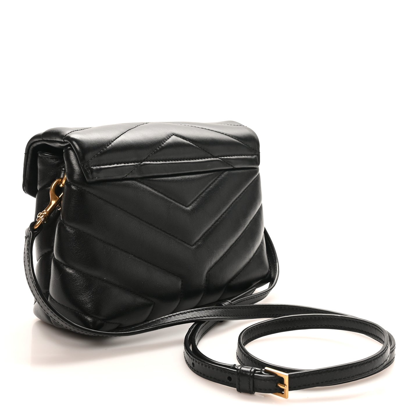 Calfskin Y Quilted Monogram Toy Loulou Crossbody Bag Black