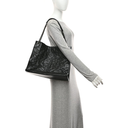 Saint Laurent Crinkled Calfskin Matelasse Monogram Large Niki Shopper Tote Black 2 of 11