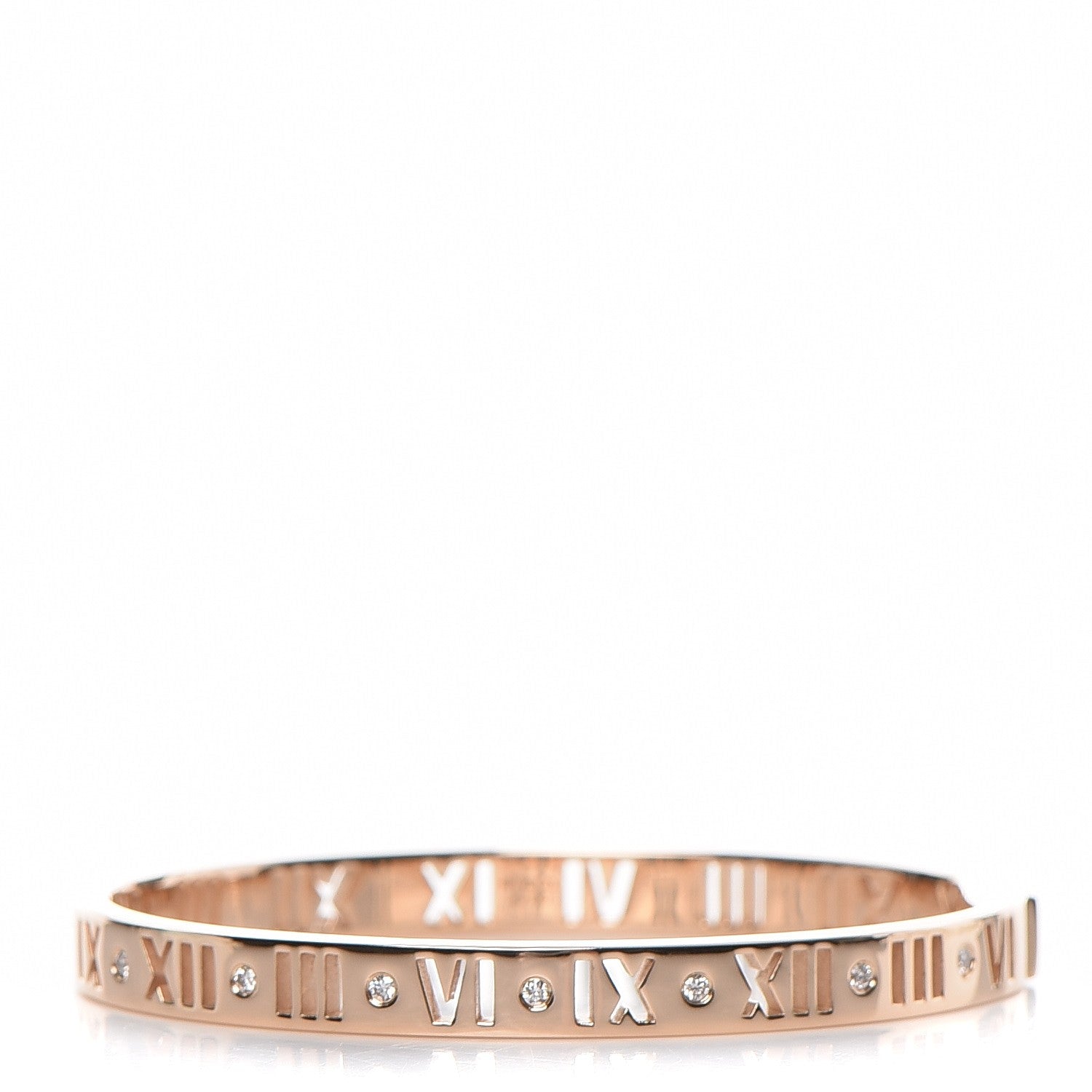 Tiffany 18K Rose Gold Diamond Atlas Pierced Hinged Bangle M 1 of 5