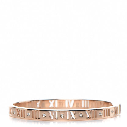 Tiffany 18K Rose Gold Diamond Atlas Pierced Hinged Bangle M 1 of 5