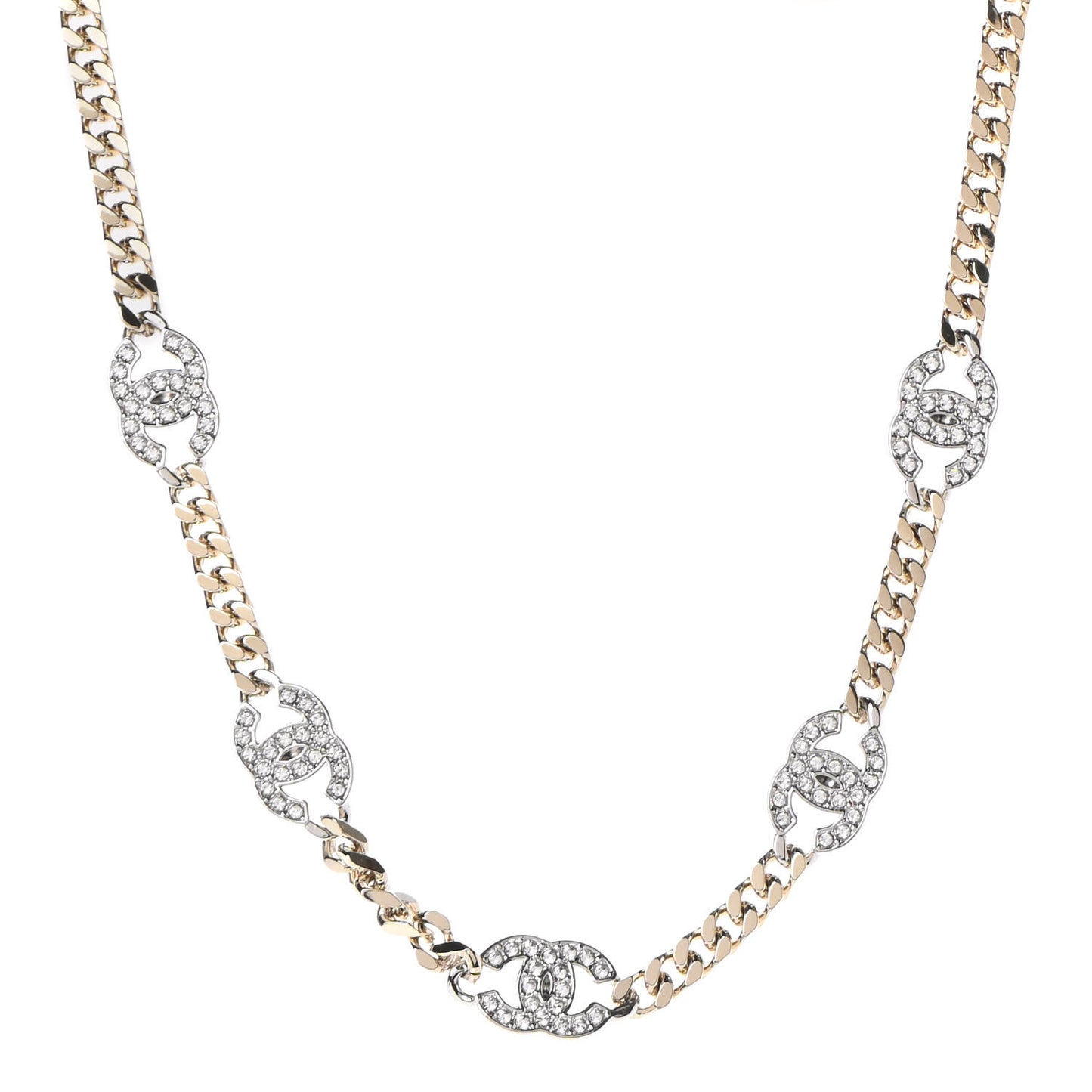 Crystal Chain CC Choker Gold Silver
