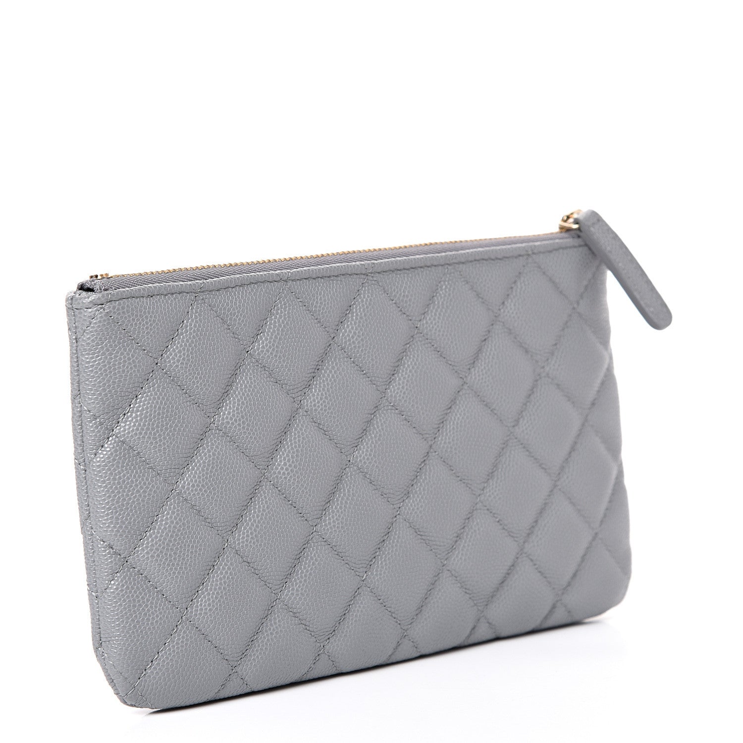 Chanel Caviar Quilted Cosmetic Case Grey 2 of 7