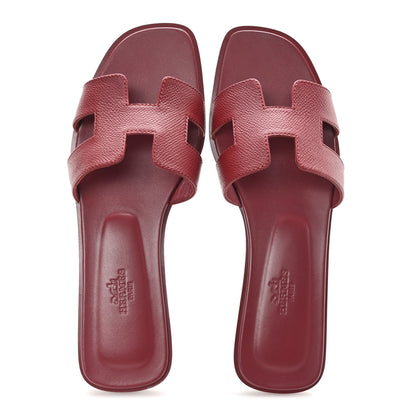 Hermes Epsom Oran Sandals 38.5 Rouge H 2 of 10