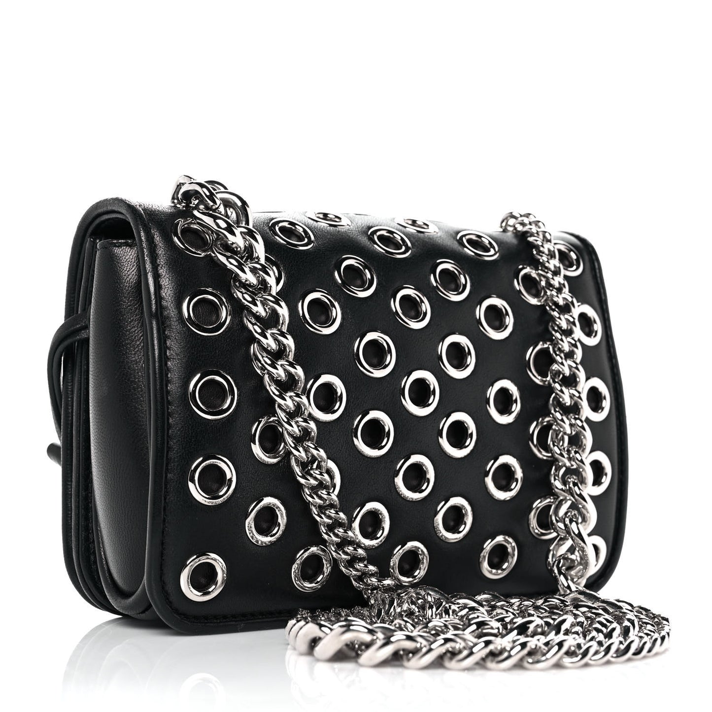 Nappa Grommet Club Shoulder Bag Black