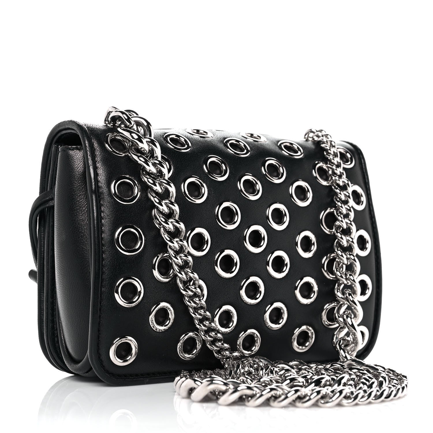Miu Miu Nappa Grommet Club Shoulder Bag Black 2 of 8